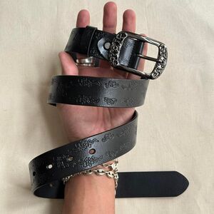 black american western floral design black belt